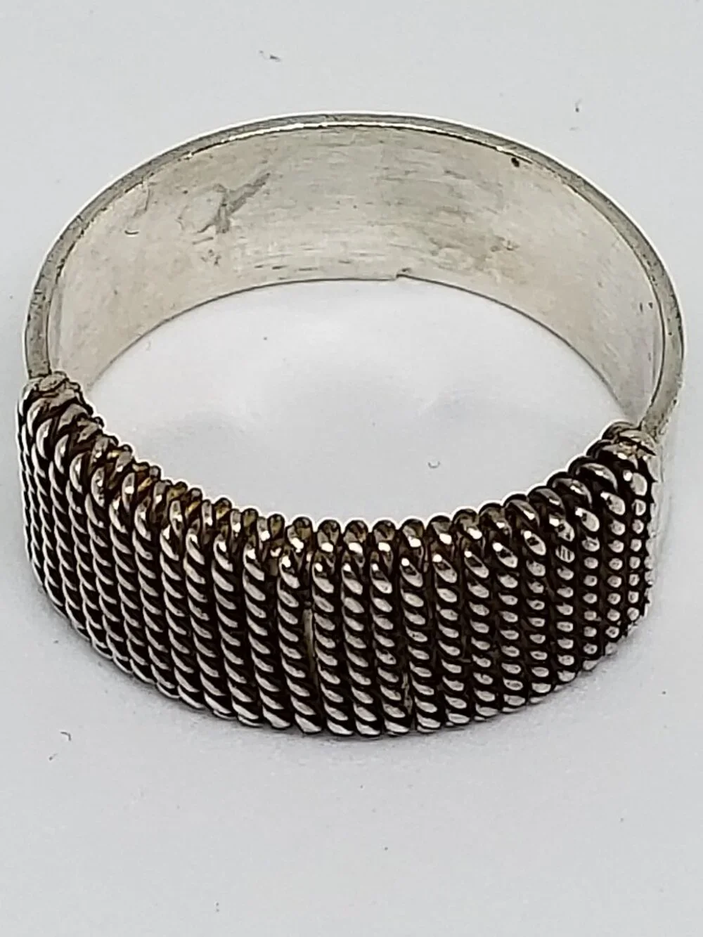 Hand Crafted Sterling Silver Wire Wrap Cigar Band Ring - Size 7.75